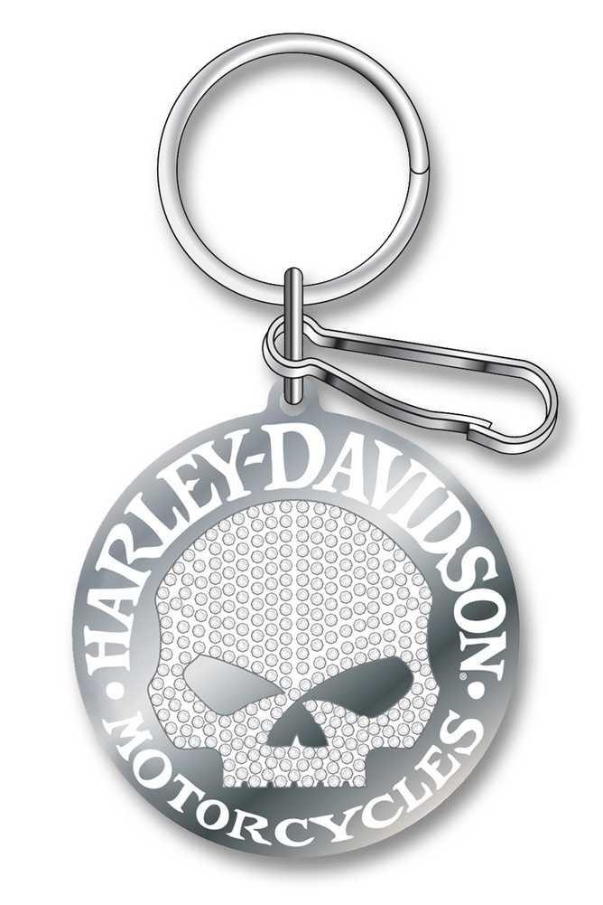 Plasticolor Harley-Davidson Studded Silver Harley Skull Keychain P4340