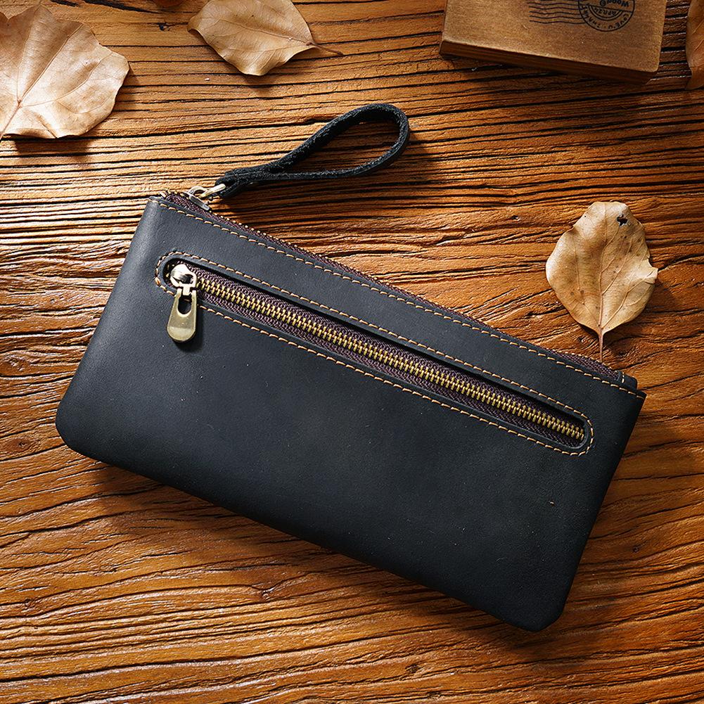 Fancy Fashion Durable Top Grade Quality Leather Zipper Pen Holder Pencil Pouch Bag Custom Logo Elegant Stationery Organizer Card чёрный