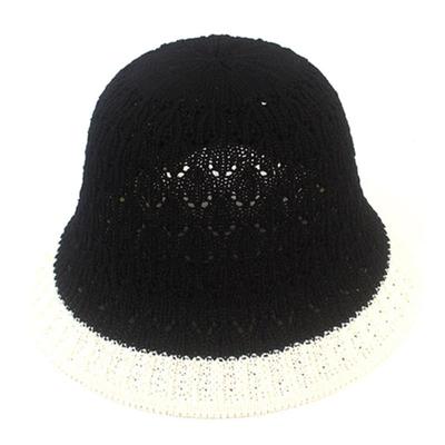 Universeller Chemie Rand Schwarz Offene Rückseite Gestrickter Fischerhut