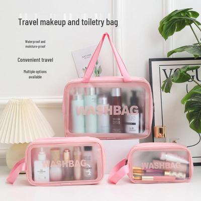 Wasserdichte PVC-Make-up-Tasche mit großem Fassungsvermögen - Tragbarer, transparenter Reise-Kosmetikorganizer