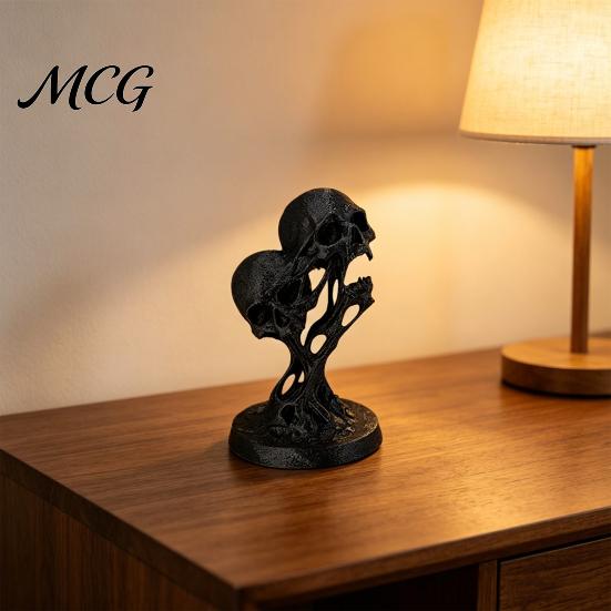 Abstract Skull Ornament Integrated Molding Process Figure, 3D Printed Double Art Ornament, Fluid Exquisite Detail Statue Statue, Dark Style Decoration