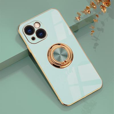 Luxury Plating Case For iPhone 14 11 12 13 Pro Max X XR Xs Max 7 8 Plus SE  Mini Ring Holder Stand Soft Bumper Back Cover