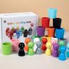 A 24pcs Wooden Sorting Cup Set in a Colorful Box, Featuring Cute Wooden Figurines for Educational Play. Enhances Observation and Hands-on Skills