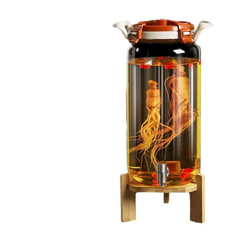 Hanyou Hochwertige Borosilikat-Wein-Einweichflasche mit Hahn und Ständer