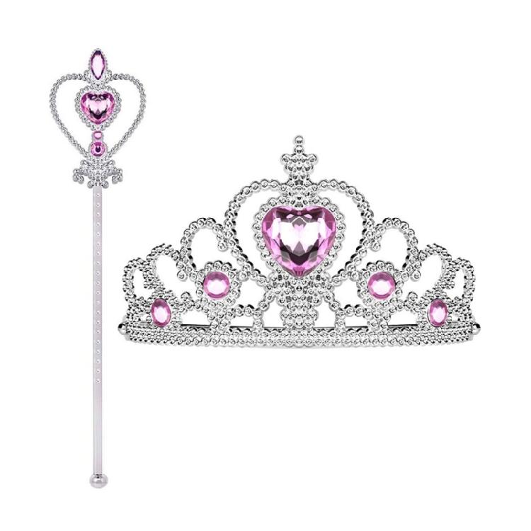 2Pcs Princess Costume Toy Princess Dress Up Accessories with Princess Crown Magics Wand for Halloween Birthday Party