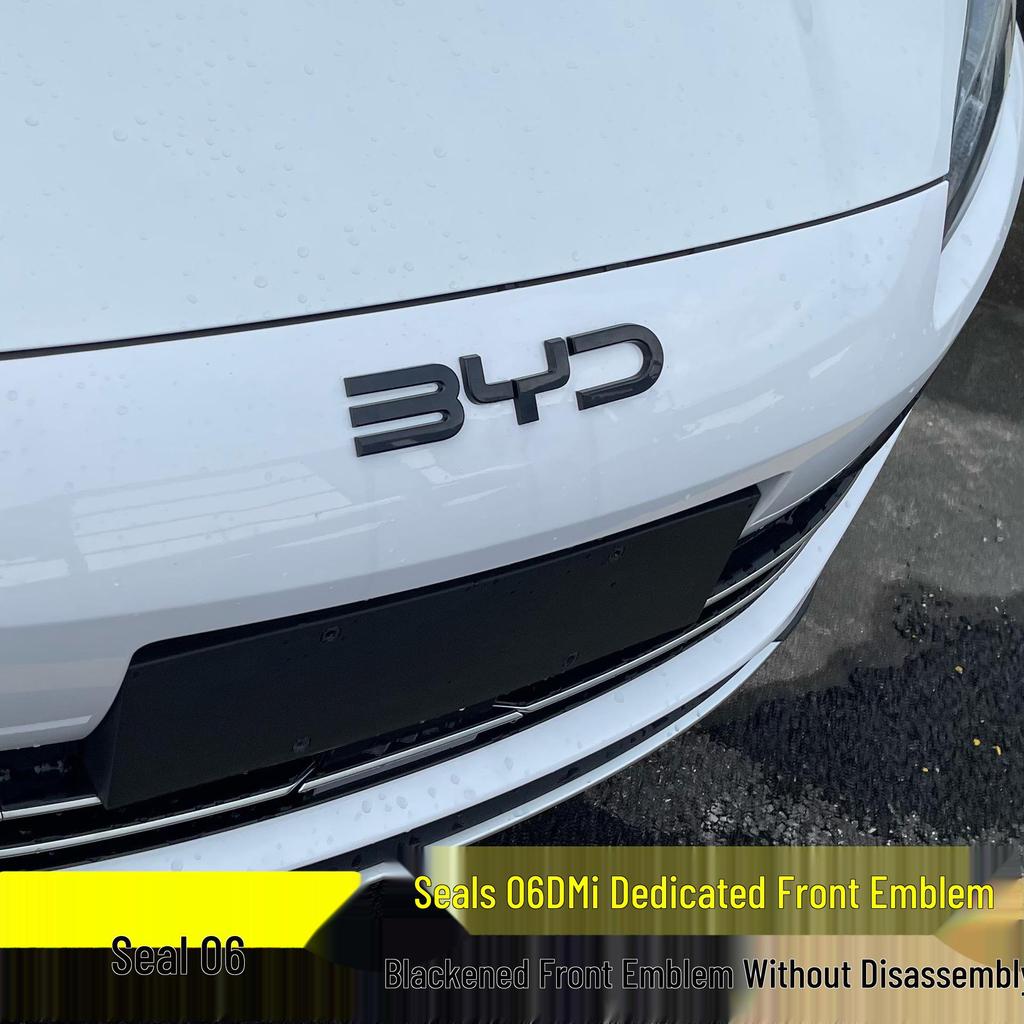 Черная накладка на передний значок для BYD Tang, Han, Song, Qin, Yuan, Seal DMi, Seagull EV — Простая установка, Разборка не требуется