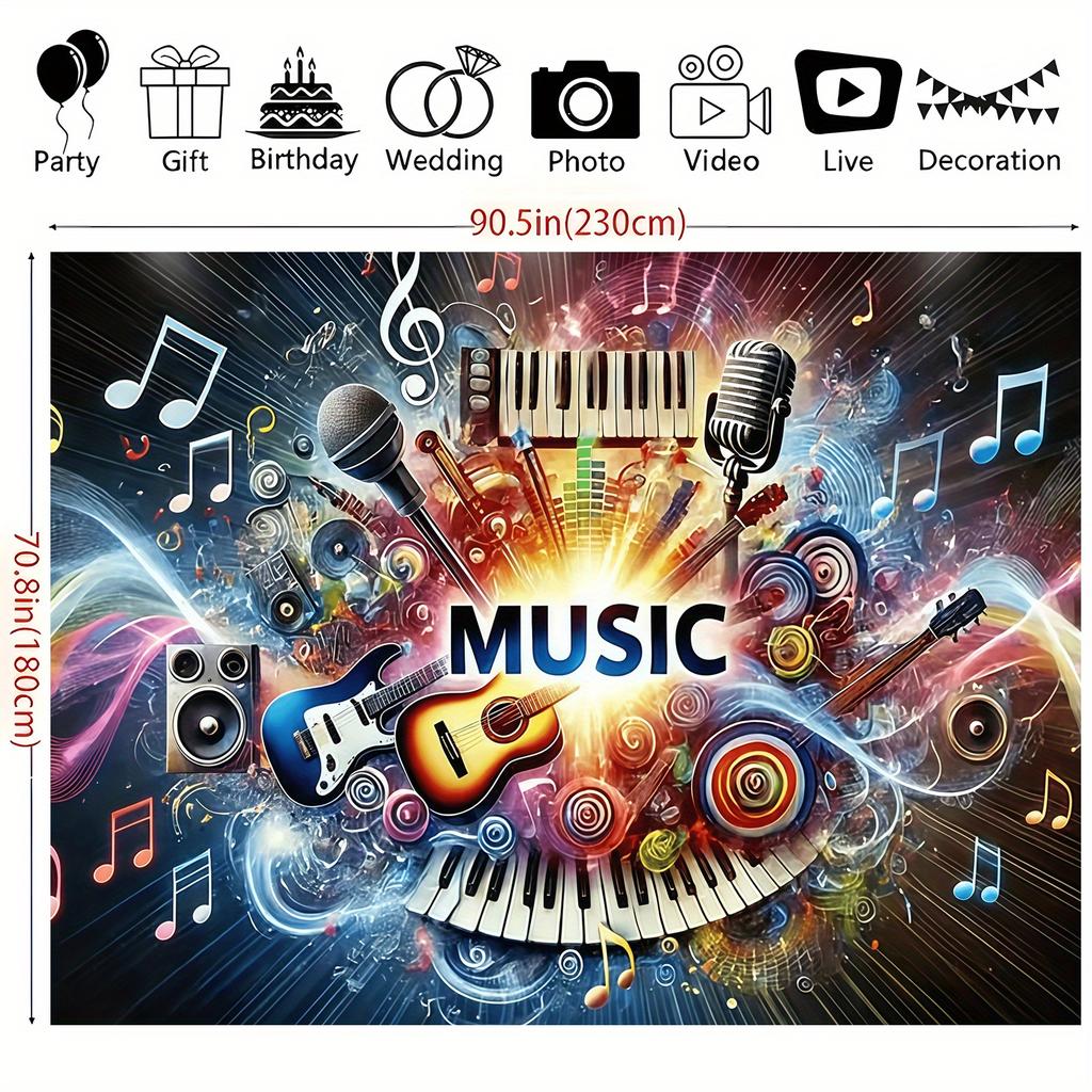 One musical symbol instrument explosion abstract background cloth, suitable for photography in an art music studioXY