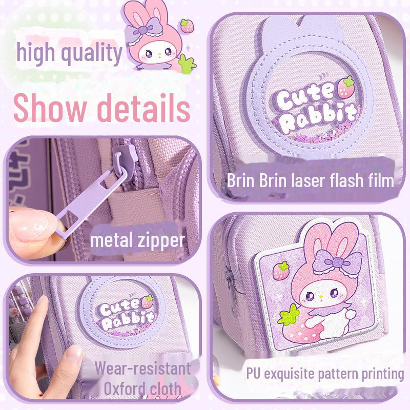 Cream Bear Kids' Cartoon Pencil Case - Large Capacity, Dirt-Resistant, Cute and Creative Design for Primary School Students