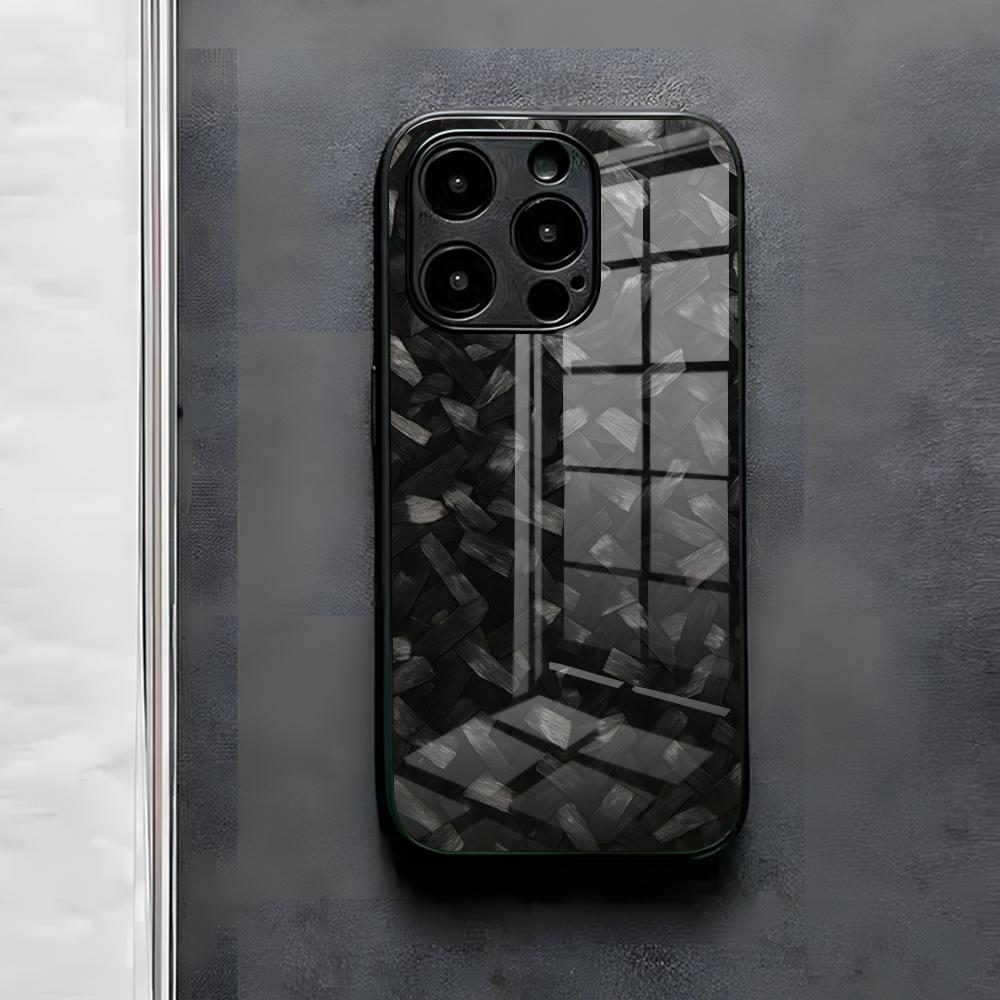 Custodia per Telefono Fundas in Fibra di Carbonio Forgiata Per IPhone 17 Air 16 E Pro Max 15 14 13 Mini 12 Pro 11 Max Plus Copertura in Vetro Nero