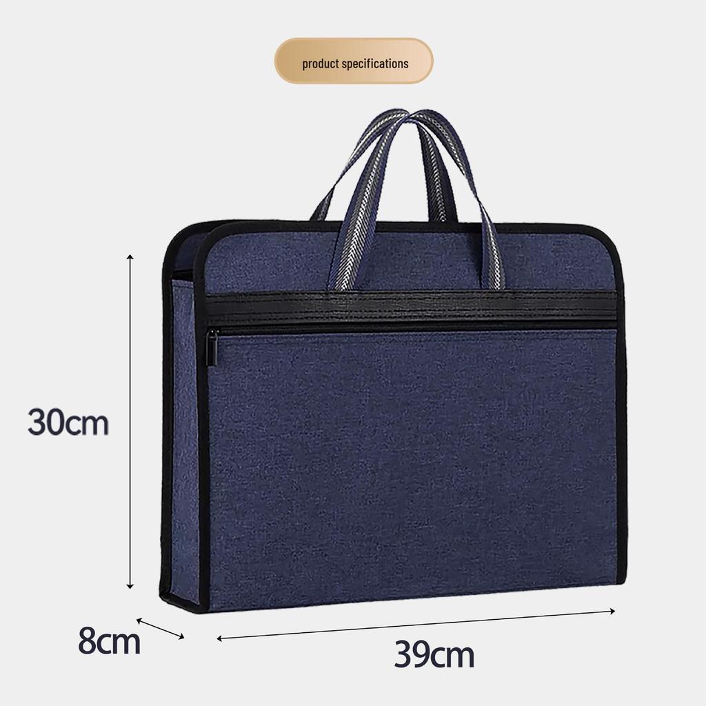 Oxford Cloth Business Briefcase: Large Zippered File & Computer Storage Bag