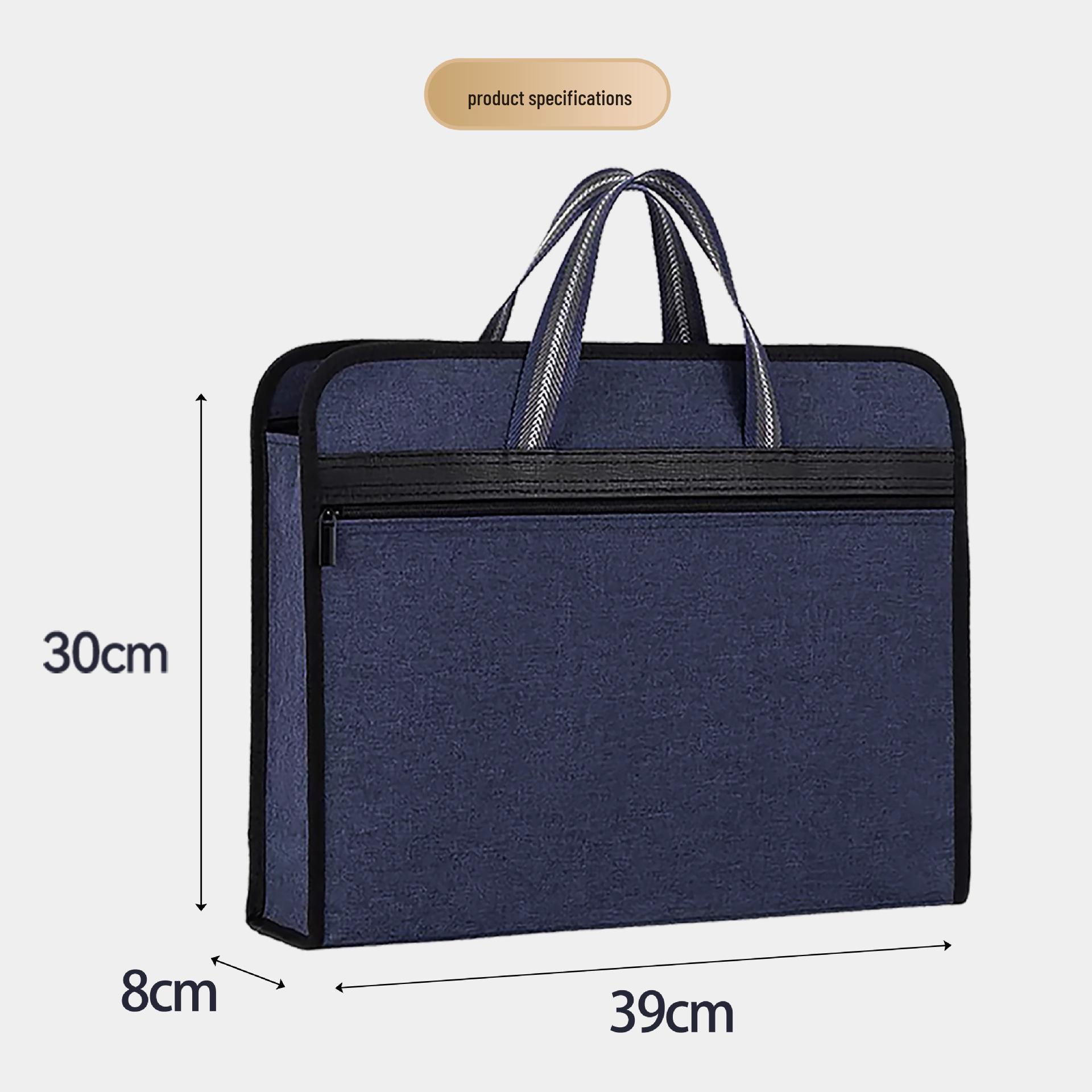 Oxford Cloth Business Briefcase: Large Zippered File & Computer Storage Bag чёрный