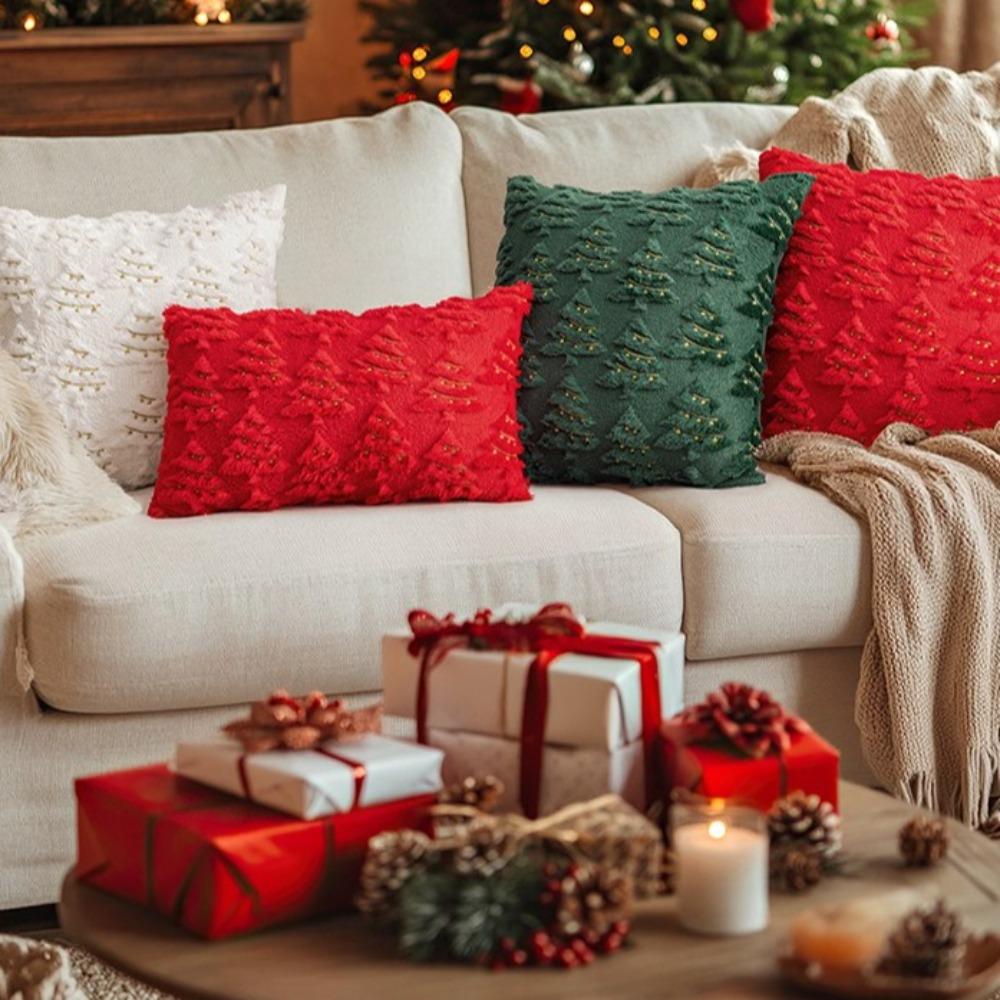 Christmas Tree Pillow Covers Golden Light String Cushion Case New Pillow Cases  for Xmas Party