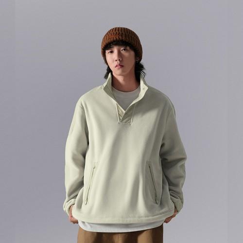 Li Ning LiNing Men's Loose Solid Color Fleece-Lined Warm Sweatshirt, Gray