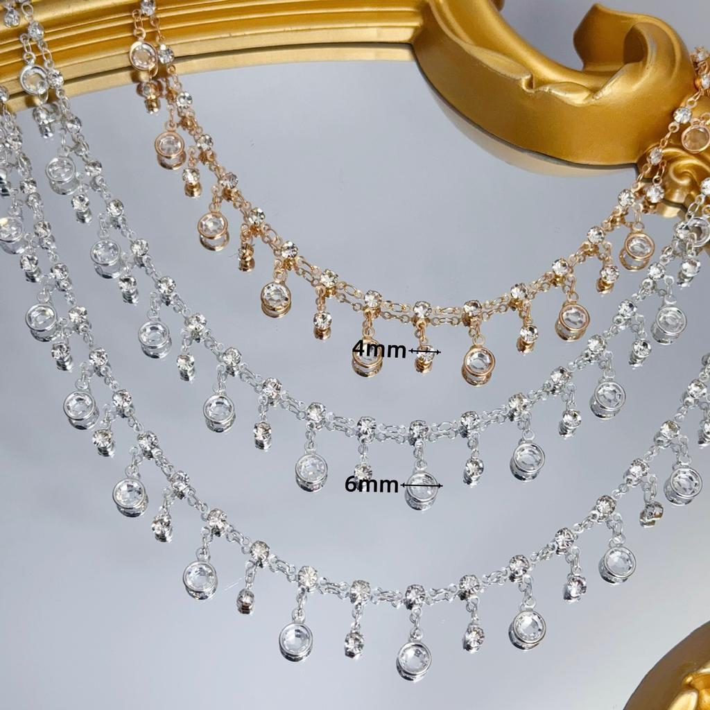0.5/1/2M Rhinestone-Embedded Clear Glass Copper Chains For DIY Ancient Style Hairpins Bracelets Necklaces Jewelry Accessories