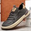 Spring New Men's Shoes Cowhide Breathable Trend Versatile Brown Retro Leather Casual Board Shoes