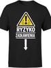 Black T-Shirt with Risk of Choking Warning Sign and Text In Polish for Men Women and Unisex Wear Perfect for Casual