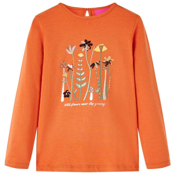 T-shirt enfants à manches longues orange brûlé 92/104/116/128/140