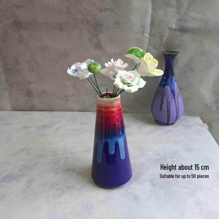 Handmade Ceramic Bouquet: Purple-Gold Lotus, Lily, Gardenia, Rose