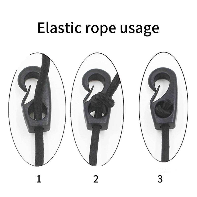 10 Pezzi Gancio Bungee in Plastica Nera Tenditore per Corda Gancio Strumento Fisso Gancio di Fissaggio Bungee per Kayak Canoe Barche Accessori