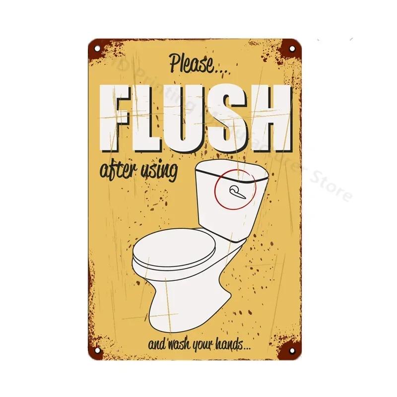 Toilet Sign Vintage Funny Metal Tin Signs Retro WC Lavatory Toilettes Wall Poster Art Bar Club Bathroom Toilet Wall Decor