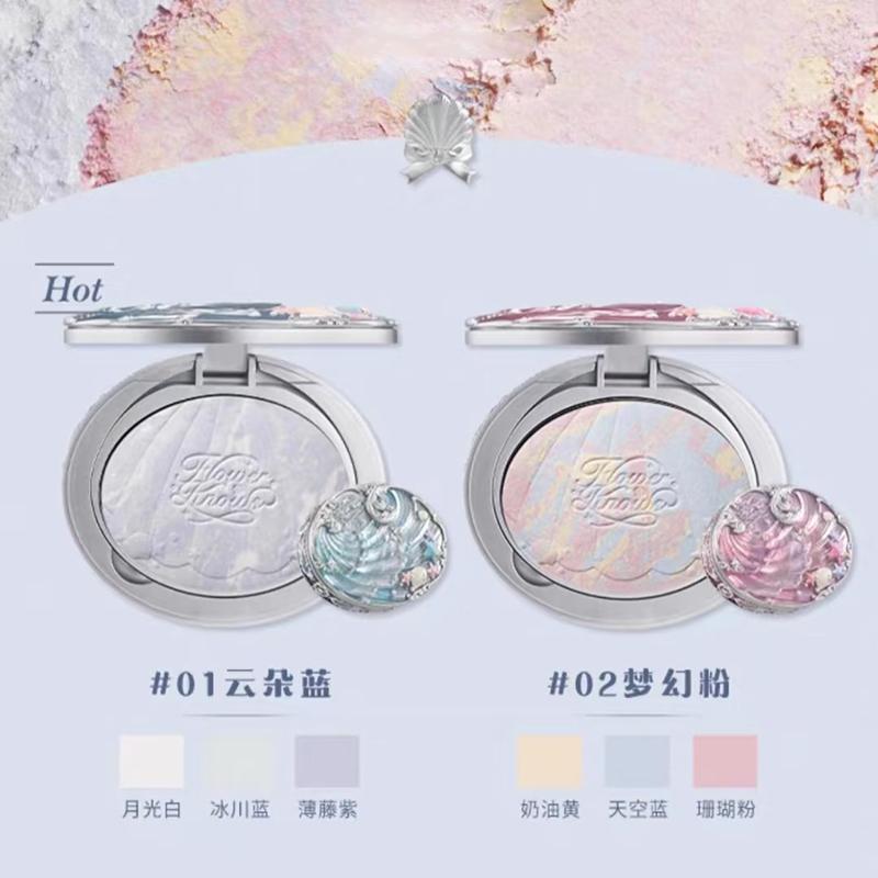 Flower Knows Shell Pearl Collection Baked Powder Mixed Color Honey Powder Clear Matte Makeup Setting Powder Natural Bronze Glow
