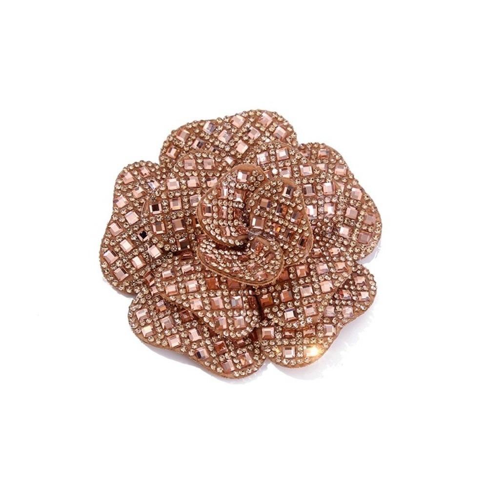 3D Design Rhinestone Flower Patches Embellishment Badge DIY Craft Flower Brooch Patches Self-Adhesive Corsage Style