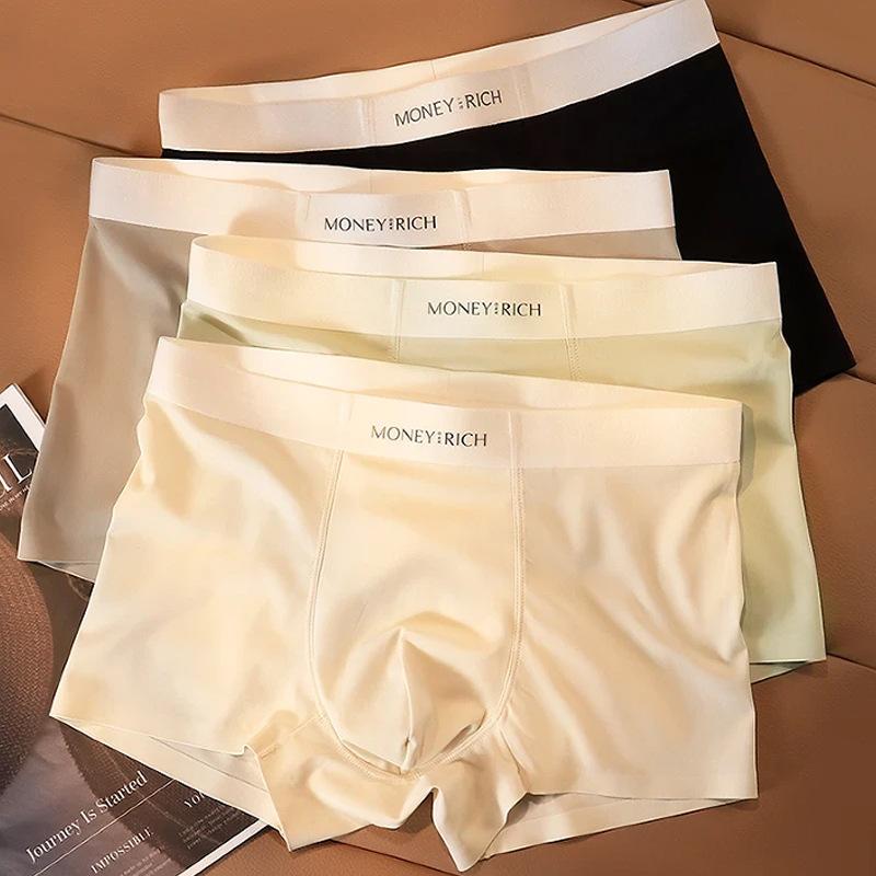 Men's Spring and Summer 10A Antibacterial Soft Double Sided Milk Skin No Trace Ice Silk Corner Underwear