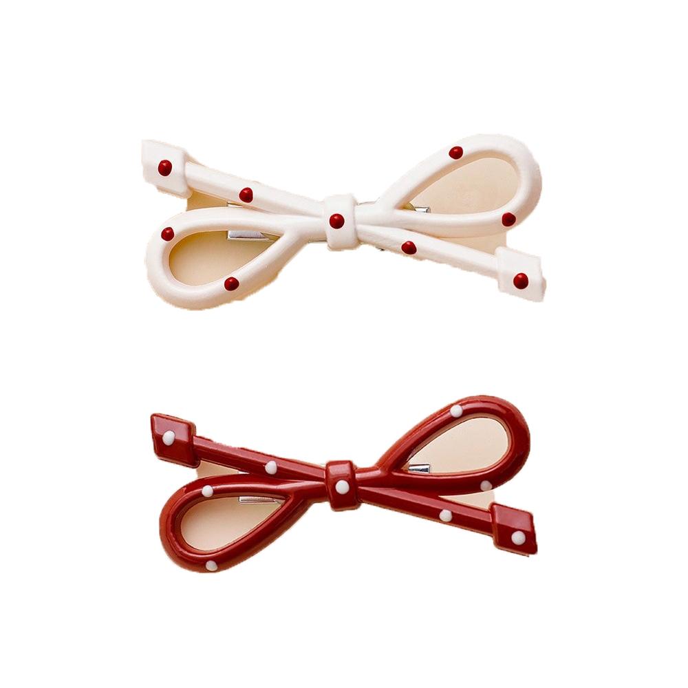 Polka Dot Bow Hair Clip Female Angora Red Can Duckbill Clip Sweet and Versatile Hair Accessories