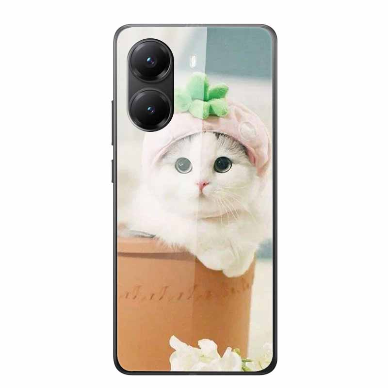 Glass Case for Poco X7 pro Luxury Phone Back Capa Lovely Case for PocoX7pro X 7 pro Hard Tempered Shield Animals Cartoon Cover