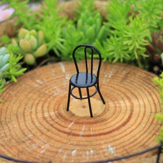 Miniature Chair, Tiny Metal Round Chair, Realistic Furniture Miniature, Mini Collectible Chair for Doll Mansion Miniature Rooms