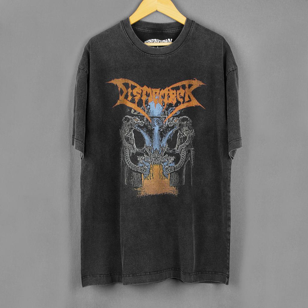 Dismember TShirt Like An Ever Flowing Stream Death Metal Entombed Washed Retro Cotton Mens Clothing Short Sleeve Loose Shirt