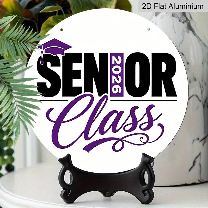 2D Flat Aluminum 2026 Graduation-themed Wall Hanging Souvenir Gift Available in Various Sizes Purple and Black Color Scheme, Preppy Style Ideal for