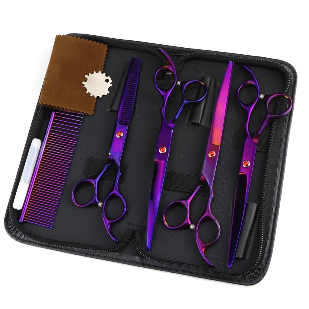 6.0/7 Inch, Color 4 Packs, Pet Beauty Scissors, Straight Scissors, Set Steel Comb Cross-Border