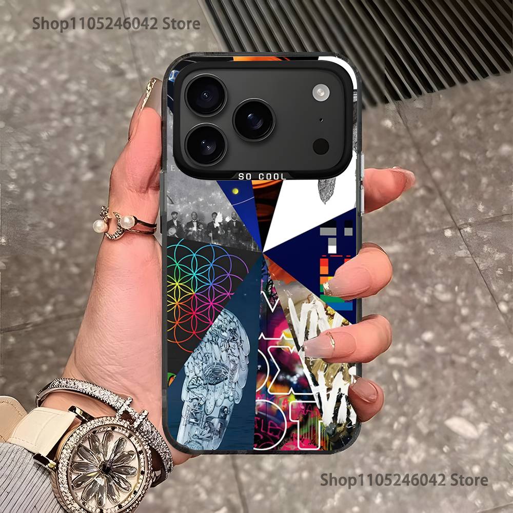 Band C-Coldplay For iPhone 17,16,15,14,13,12,11,Pro,MAX,Plus Black Shockproof Candy Matte Cover