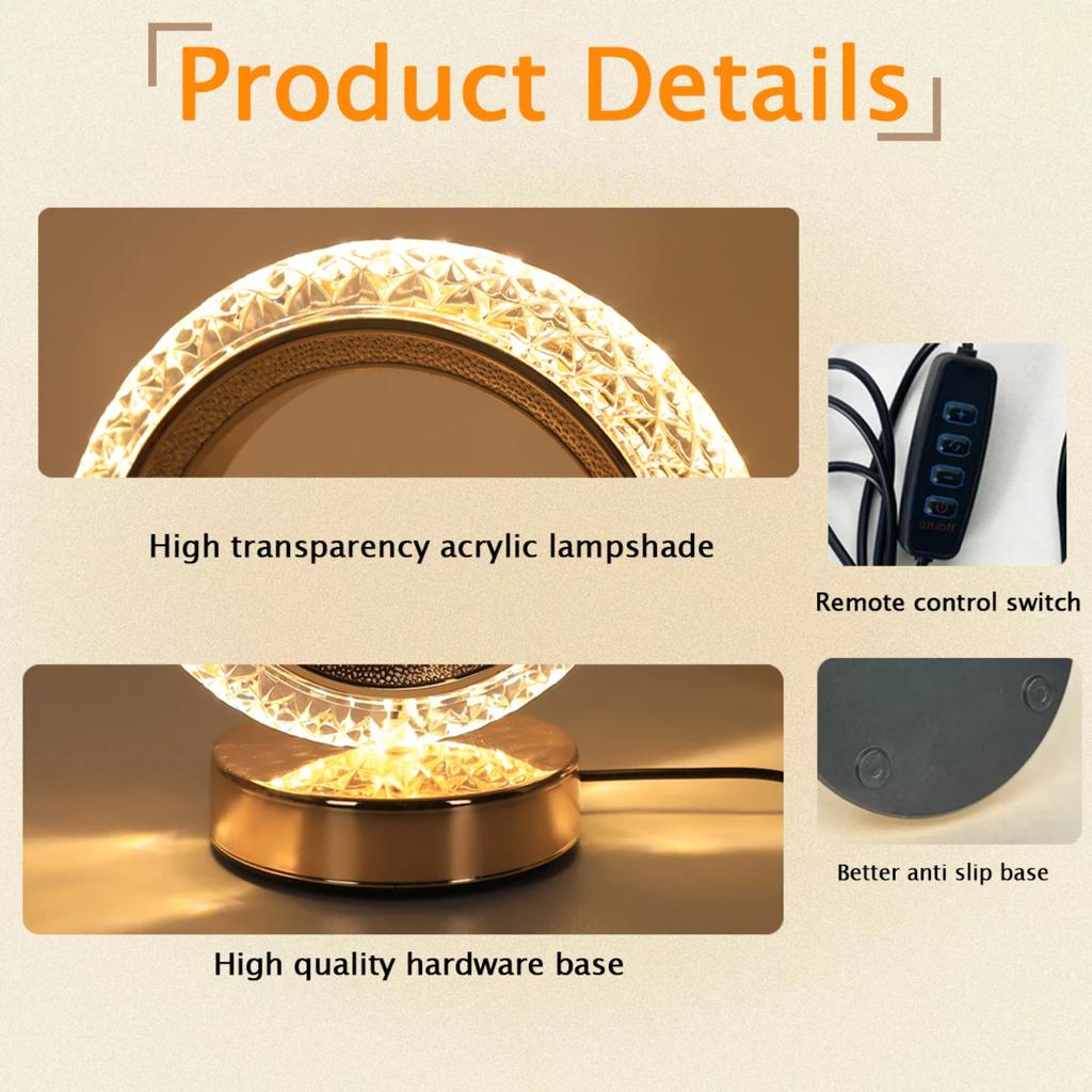 New Circular desktop decorative light switch, dimmable bedside table light USB plug, reading table light, bedroom decorative nig