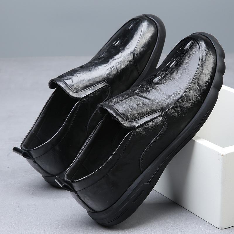 

Leather shoes men s 2025 spring new business dress leather breathable men s British one-pedal slip casual men s shoes 38