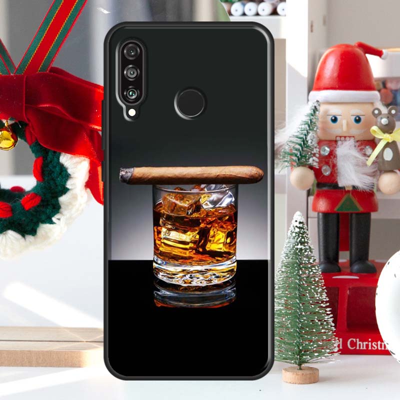 Cygaro Whiskey Lodowy Napój Etui na Huawei Nova 7i 8i 11i 12i 12s Y73 Y70 Y90 Y60 Y72 Y61 Y91 9 10 SE P30 Pro P40 Lite