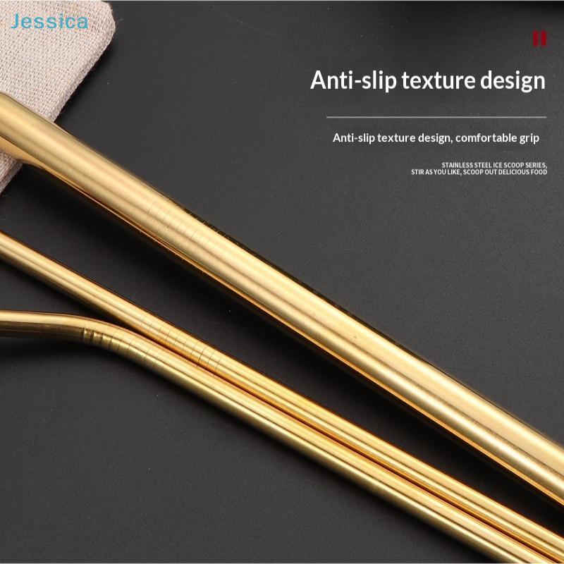 Reusable Stainless Steel Straws Set - Colorful Metal Drinking Straws With Cleaning Brush (Eco-Friendly)