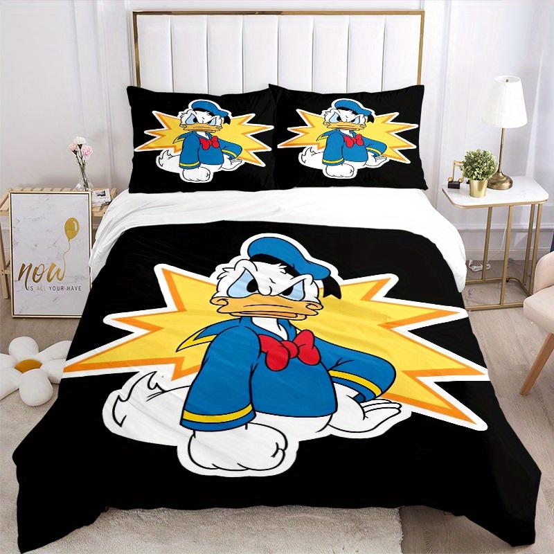 3pcs Donald Duck Cartoon Bedding Set, 1 Soft Quilt Cover + 2 Pillowcases, Machine Washable, Suitable for All Seasons, Perfect Gift for Famil
