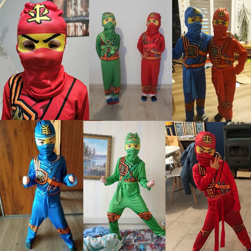 Kids Leg Ninja Cosplay Superhero Jumpsuit Kids Anime Ninja Costume Fancy Party Dress Carnival Halloween Costume with Toy Fork