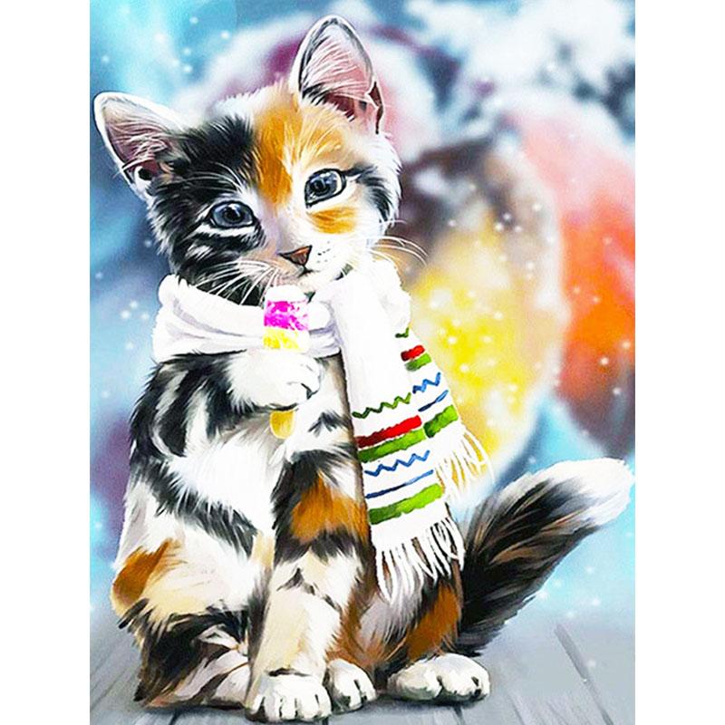 5D DIY Diamond Painting Naughty Cute Cat Diamond Embroidery Cross Stitch Kit Full Rhinestone Mosaic Home Decor