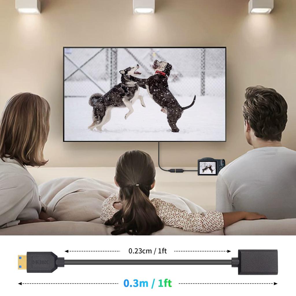 Duttek 8K Mini HDMI na HDMI Prodloužení 48Gbps Mini HDMI Samec na Samici Kabel pro Grafiku a Kabel, Ultra-tenké Kamery, Videokamery, Karty, Laptopy,