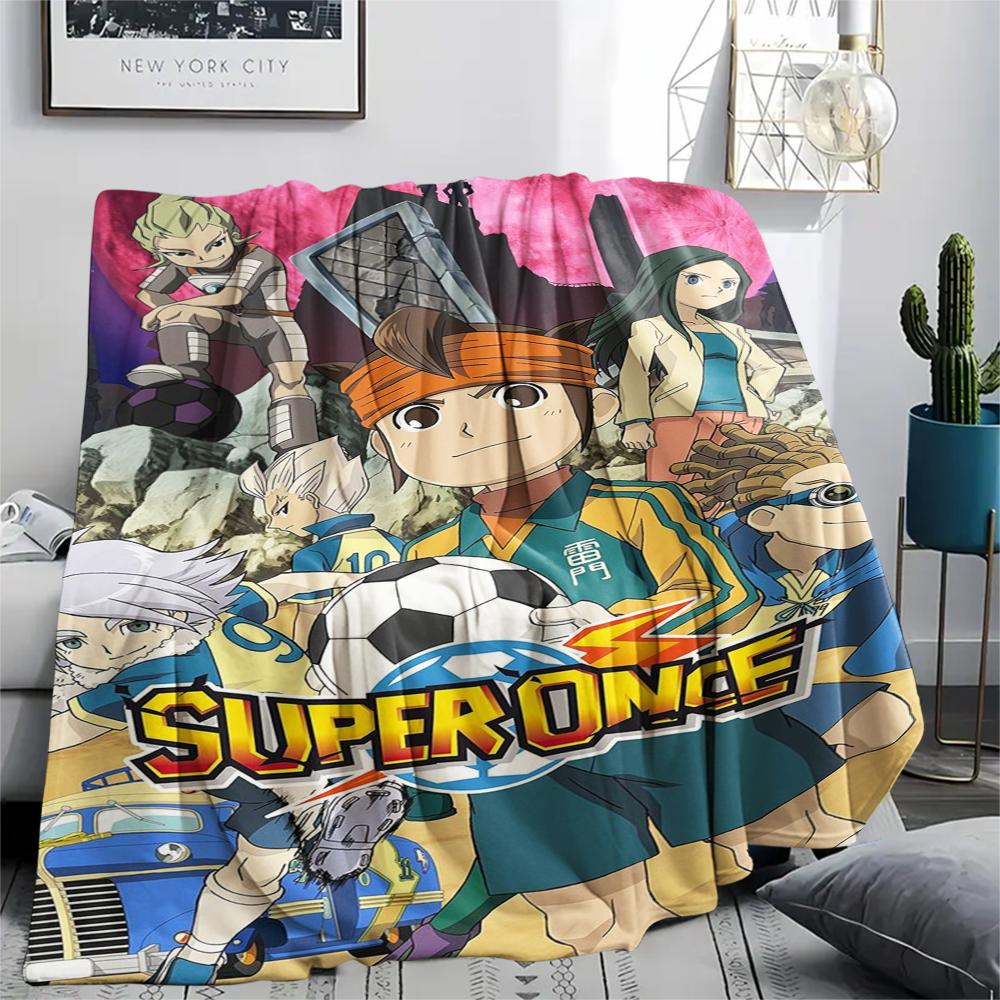 1Pc Inazuma Eleven Soccer Print Flannel Blanket, High Quality Comfortable for All Seasons, Home Decor, Warmth and Comfort, Perfect for Christmas Gifts
