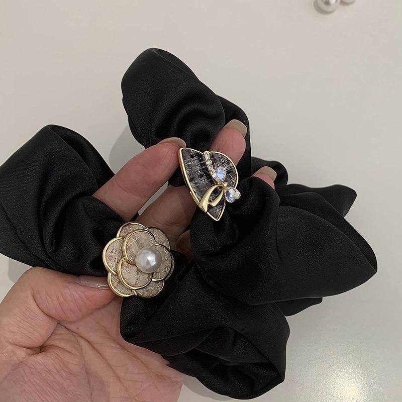 High-end Small Fragrant Style Satin Large Intestine Hair Band, Korean Headdress, High Elastic Hair Tie, Back Head Disc Hair Headband