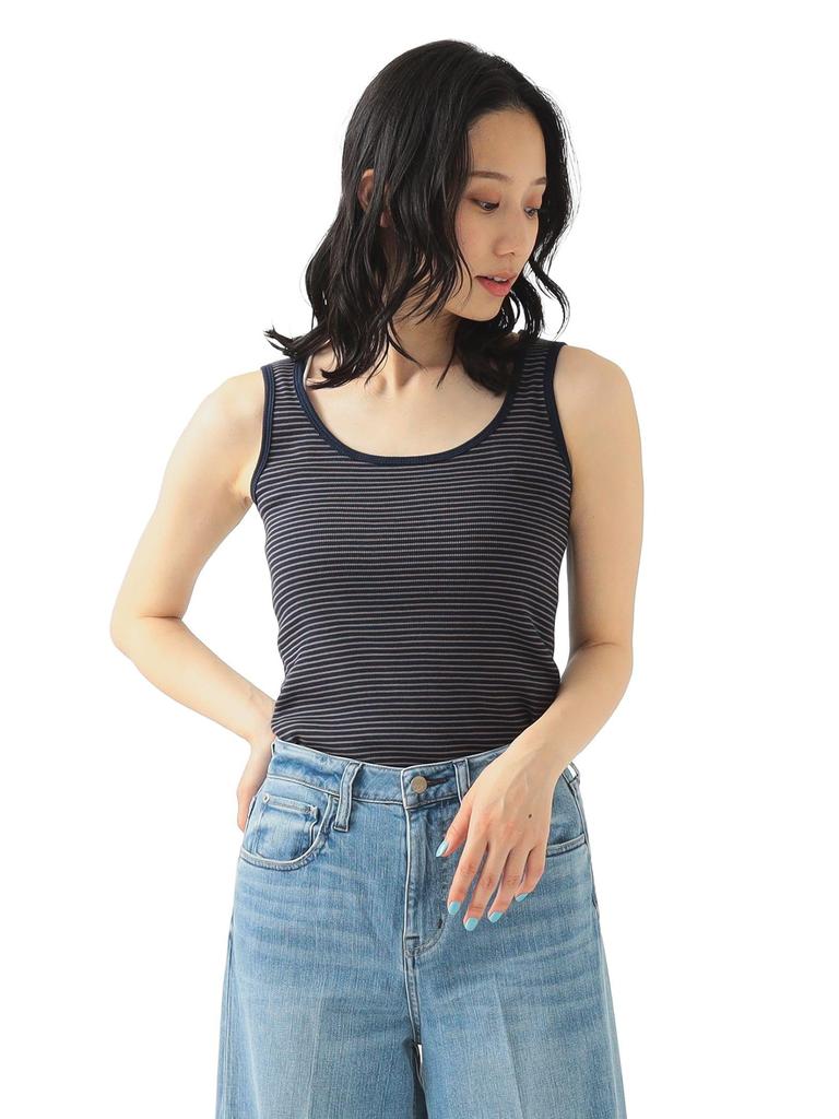 B:MING LIFE STORE by BEAMS S/S TEE HEALTH KNIT Tubular Ribbed Tank Top, Women's, Navy, One Size