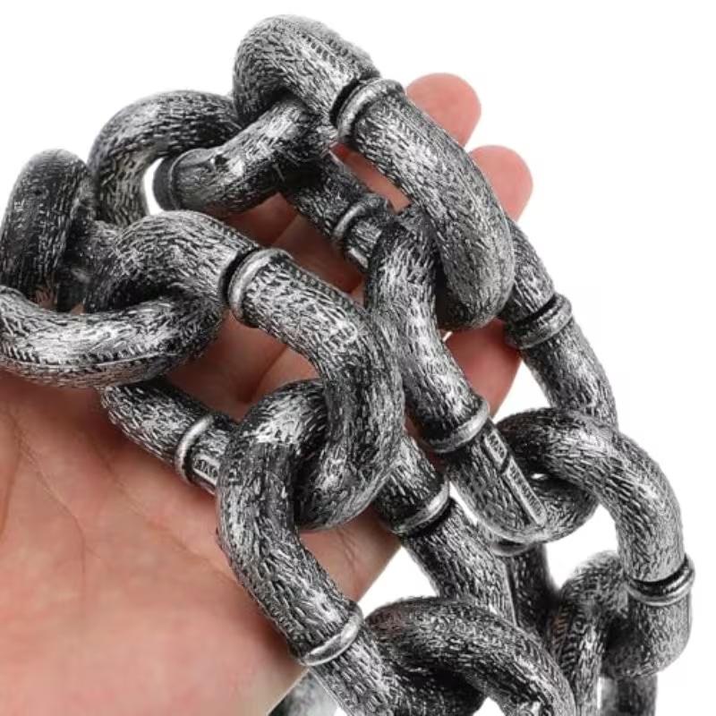 Halloween Cosplay Prisoner & Guard Prop, Plastic Simulation Handcuffs Ankle Cuffs with Chain, Role Play Performance Decor