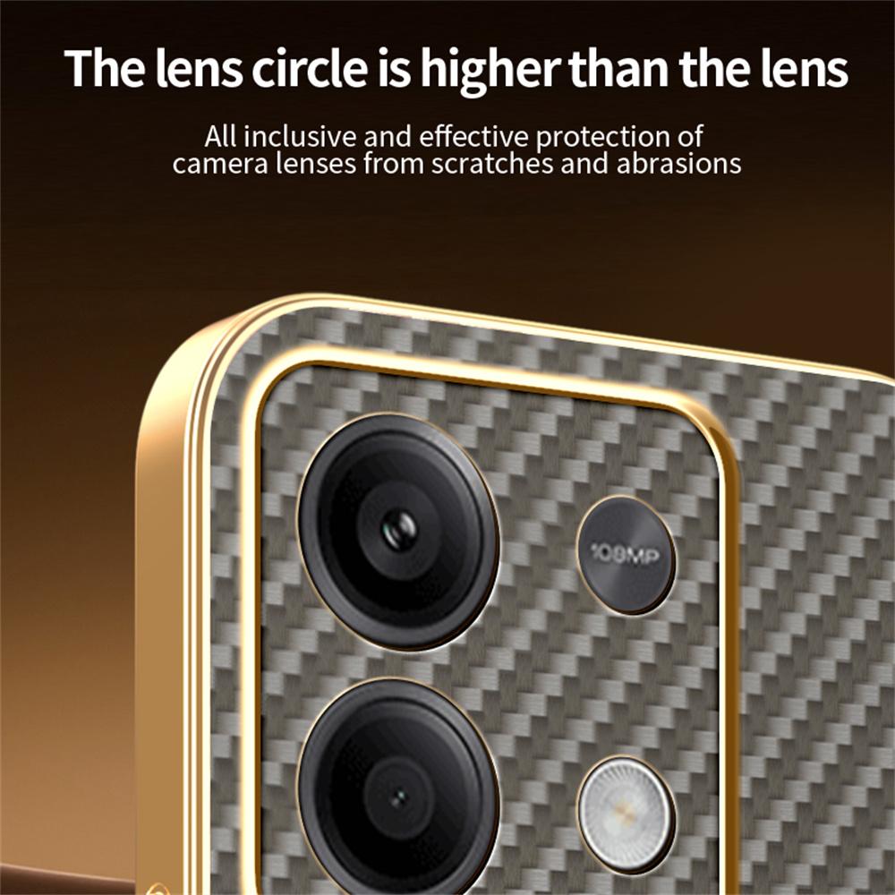 For Xiaomi Redmi Note 13 5G Phone Case Carbon Fiber Textured Electroplated TPU Back Cover