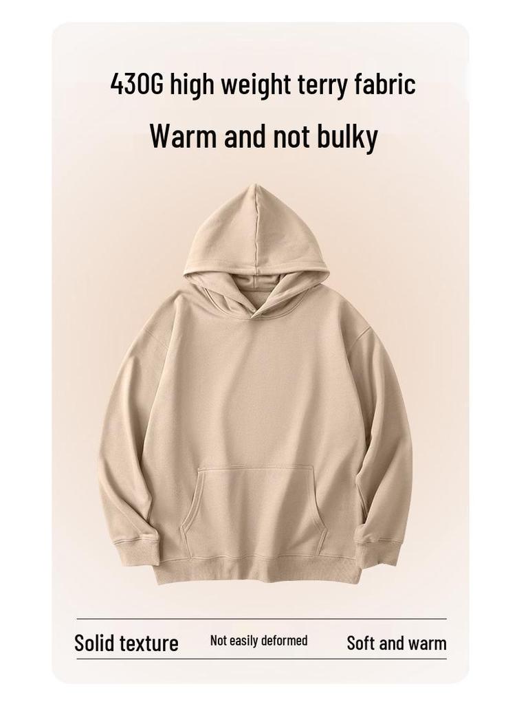 Herren Schweres Kapuzensweatshirt, 430g Extra Dickes Frottee, Winddicht, Warm, mit Tasche für Herbst/Winter.