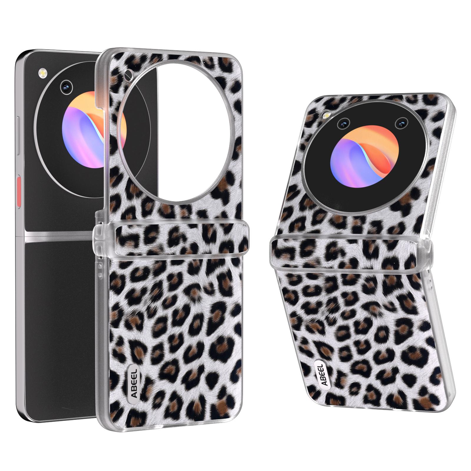 

ABEEL For ZTE Libero Flip/nubia Flip 5G Case Clear Matte Edge Leather Leopard Print Texture Phone Cover Silver