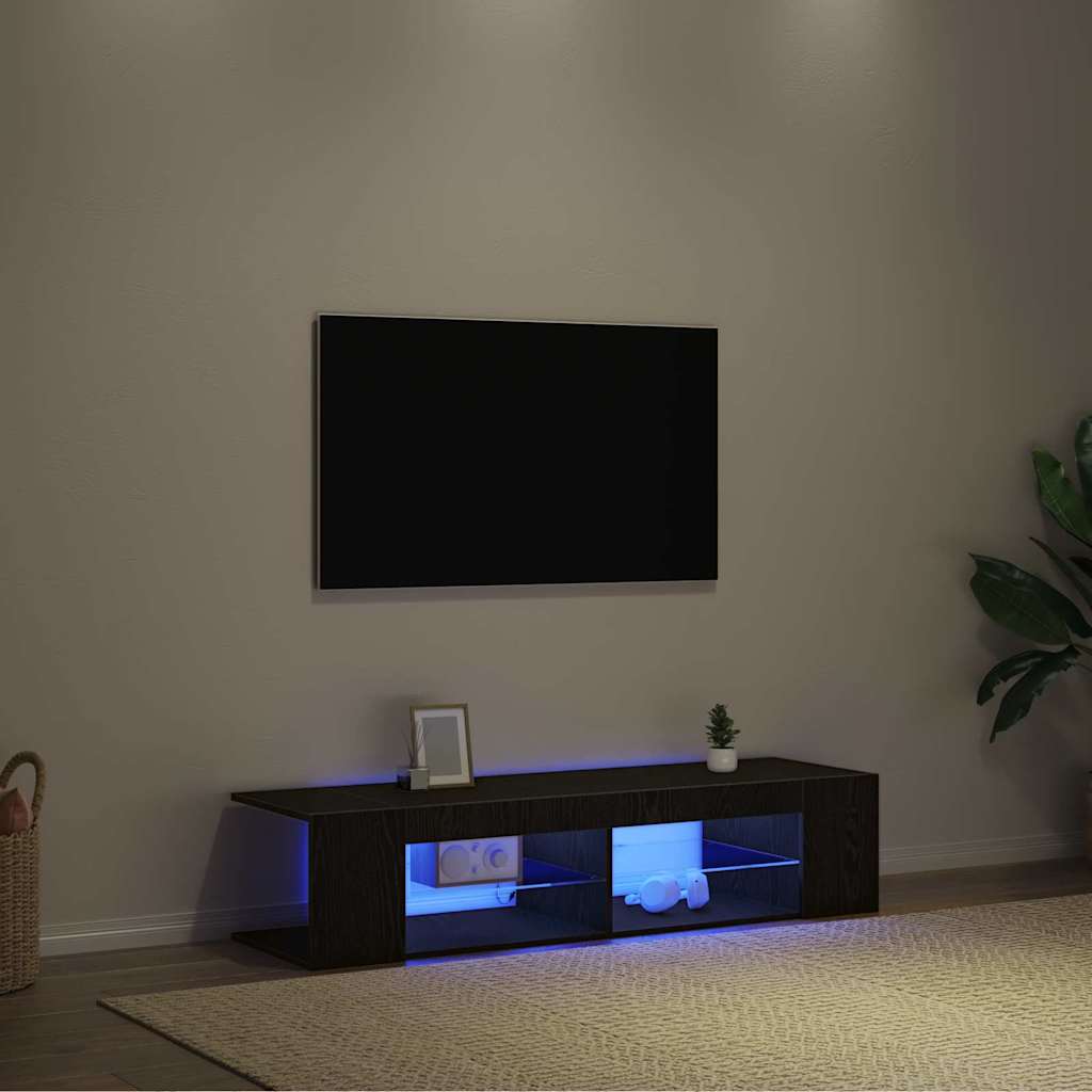 TV Cabinet in Black Oak Look 135 x 39 x 30 cm Engineered Wood